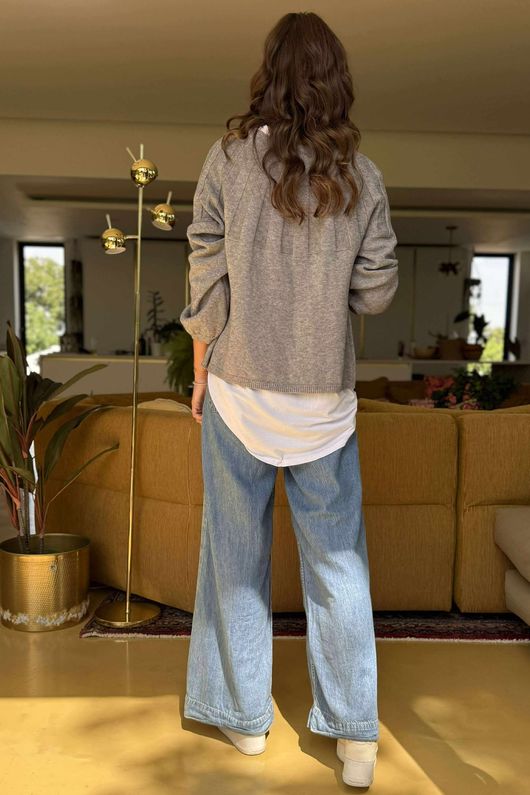 Laundry B Wicklow Fine Knit Throw On Cardigan Grey Marl